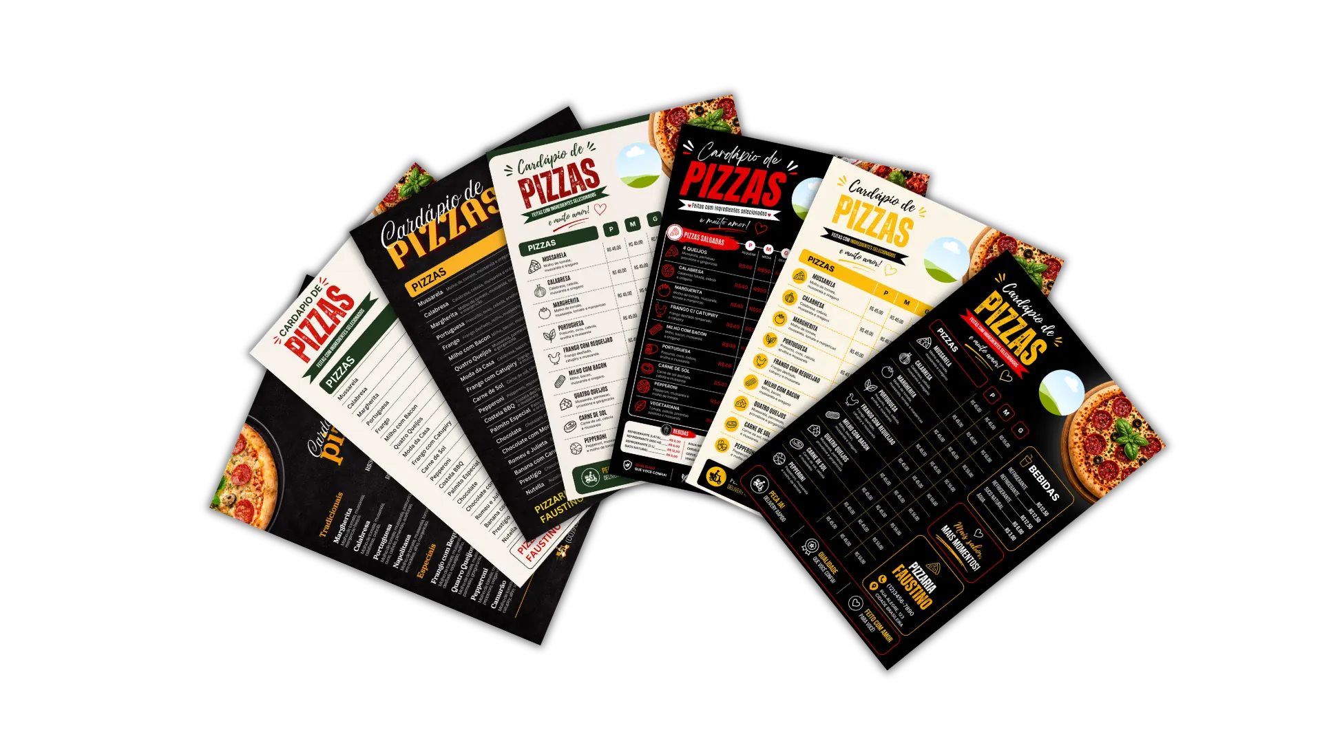 Modelos de cardápio para pizzaria